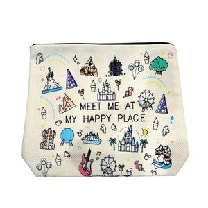 “Meet Me At My Happy Place” Disney Attraction Cosmetic Travel Bag (NEW)